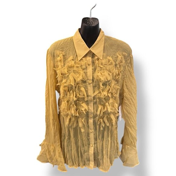 Dress-U By Sharon Tops - Dress U By Sharon Ruffled Button Top Shirt Color: Mustard Size: XL 1990s NWT